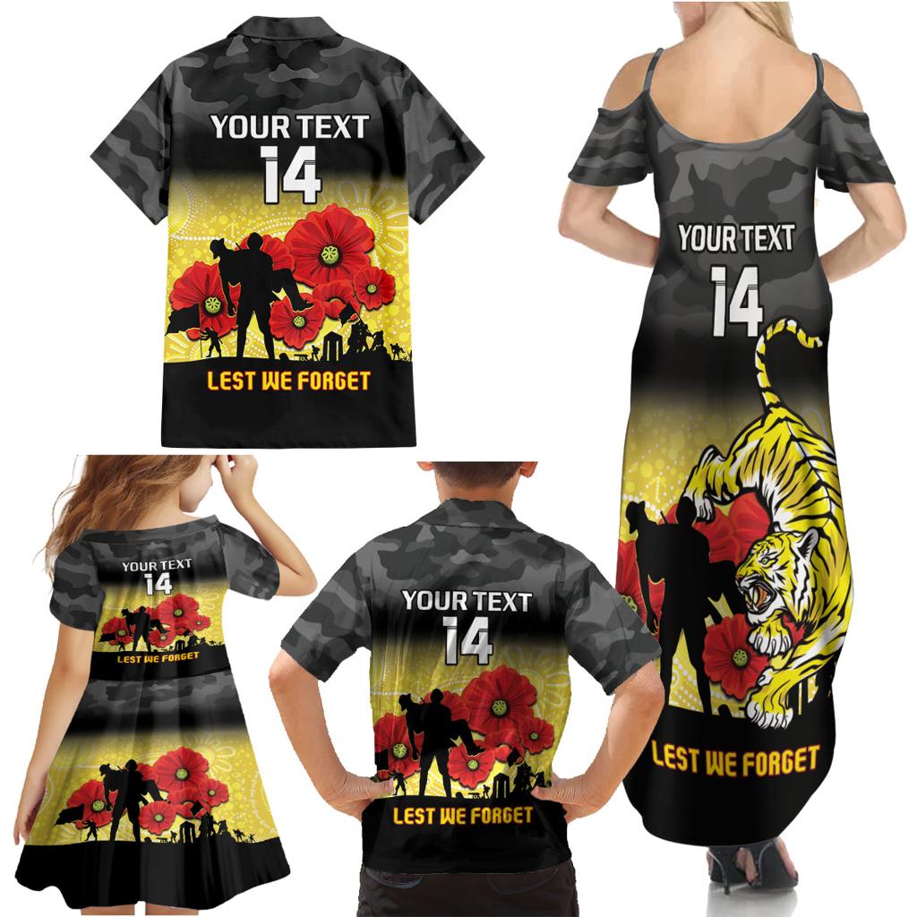 Custom Richmond Football ANZAC Family Matching Summer Maxi Dress and Hawaiian Shirt Gallipoli Camouflage With Poppies