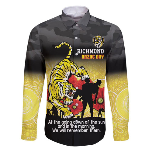 Custom Richmond Football ANZAC Family Matching Summer Maxi Dress and Hawaiian Shirt Gallipoli Camouflage With Poppies