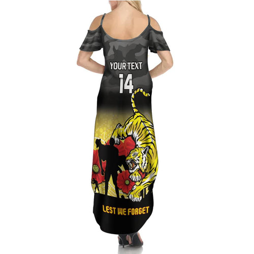 Custom Richmond Football ANZAC Family Matching Summer Maxi Dress and Hawaiian Shirt Gallipoli Camouflage With Poppies