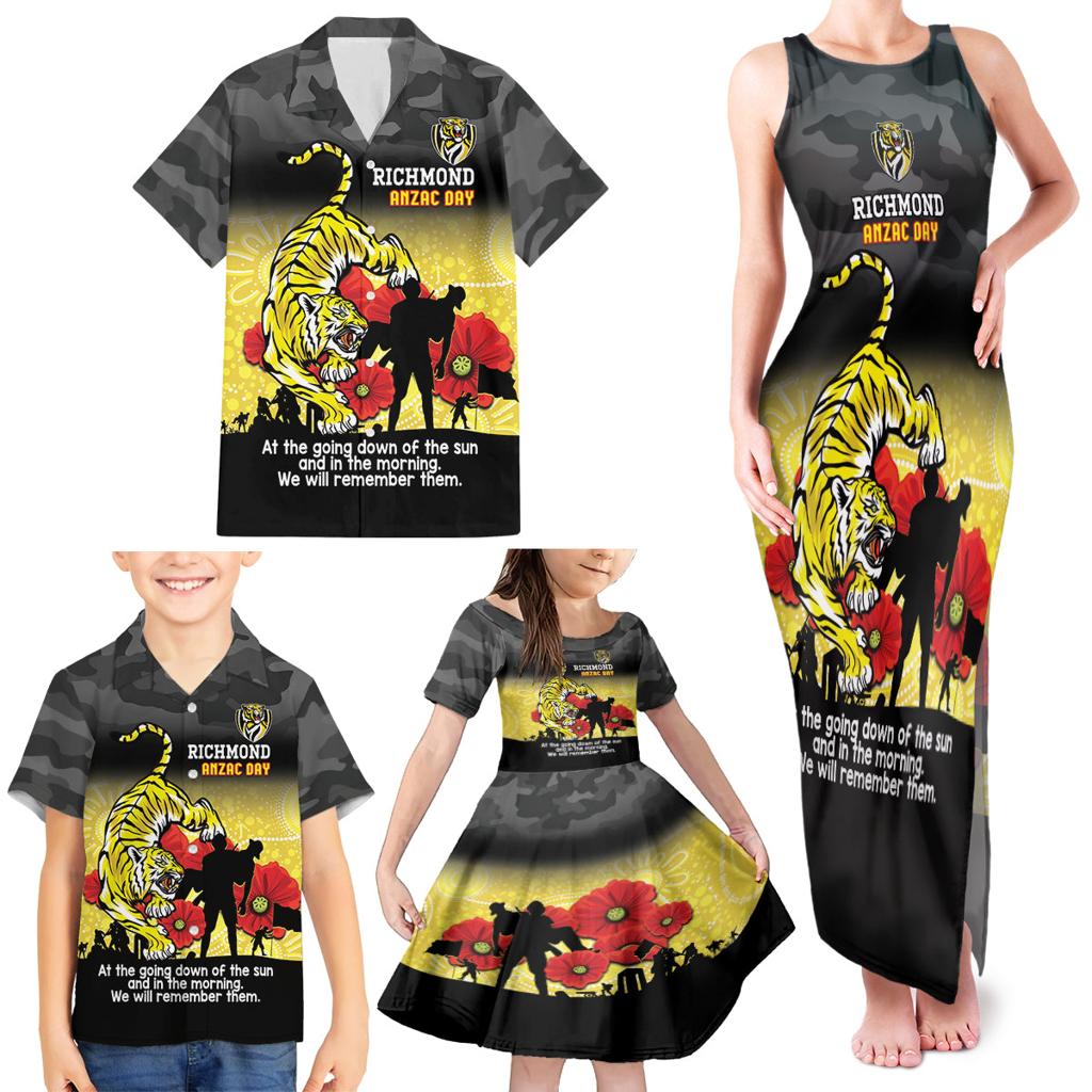 Custom Richmond Football ANZAC Family Matching Tank Maxi Dress and Hawaiian Shirt Gallipoli Camouflage With Poppies