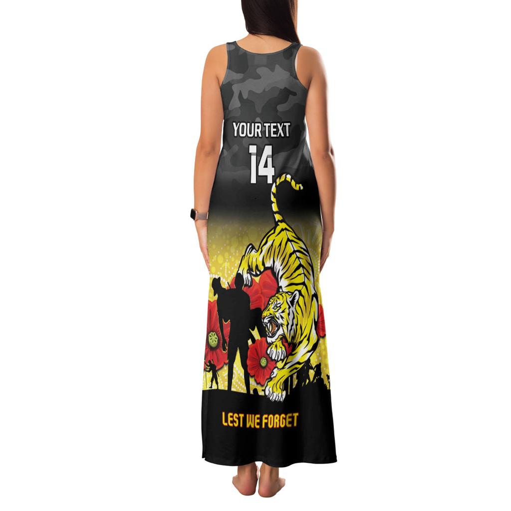 Custom Richmond Football ANZAC Family Matching Tank Maxi Dress and Hawaiian Shirt Gallipoli Camouflage With Poppies
