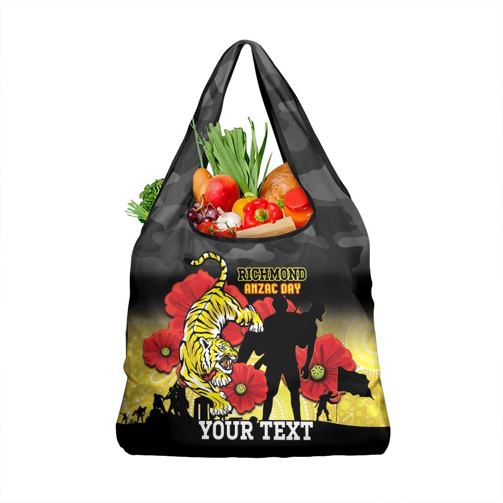 Custom Richmond Football ANZAC Grocery Bag Gallipoli Camouflage With Poppies
