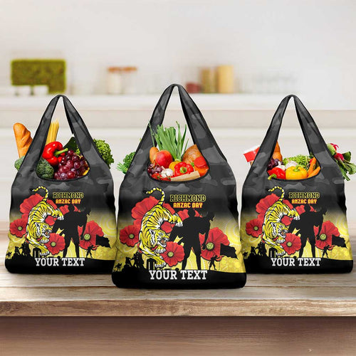 Custom Richmond Football ANZAC Grocery Bag Gallipoli Camouflage With Poppies