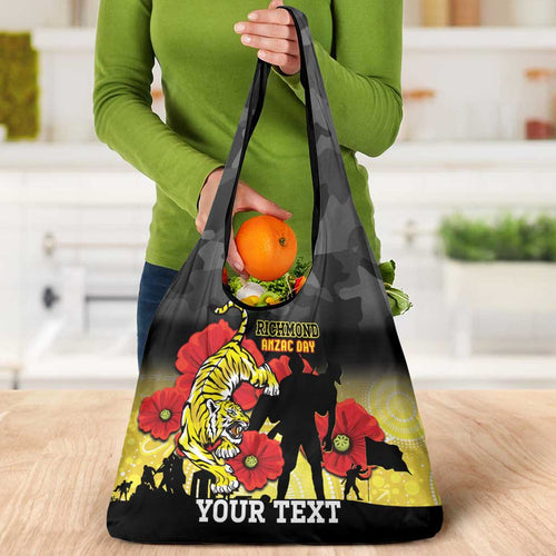 Custom Richmond Football ANZAC Grocery Bag Gallipoli Camouflage With Poppies