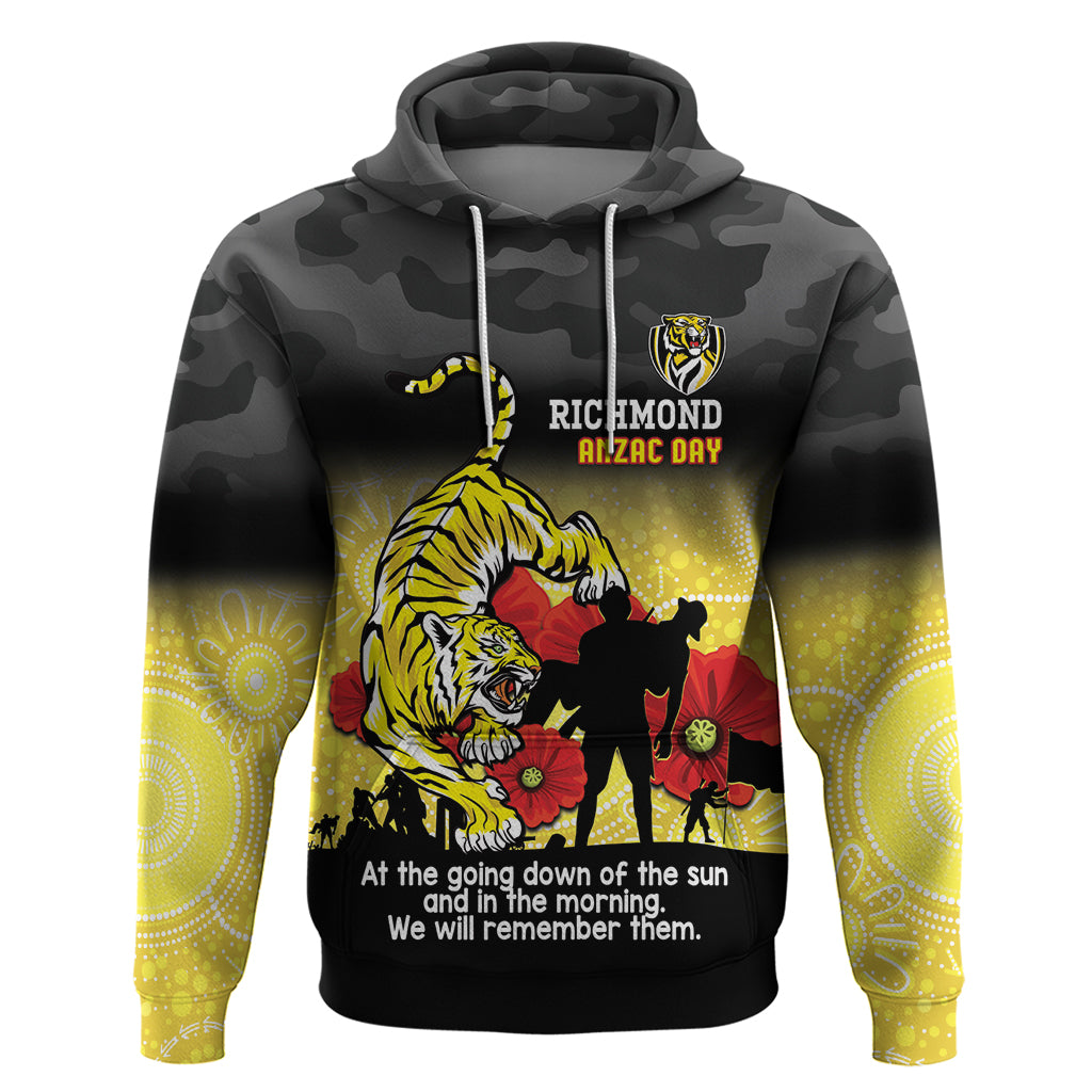 Custom Richmond Football ANZAC Hoodie Gallipoli Camouflage With Poppies