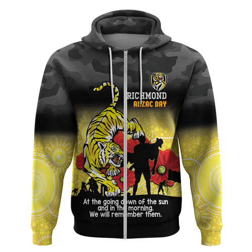 Custom Richmond Football ANZAC Hoodie Gallipoli Camouflage With Poppies