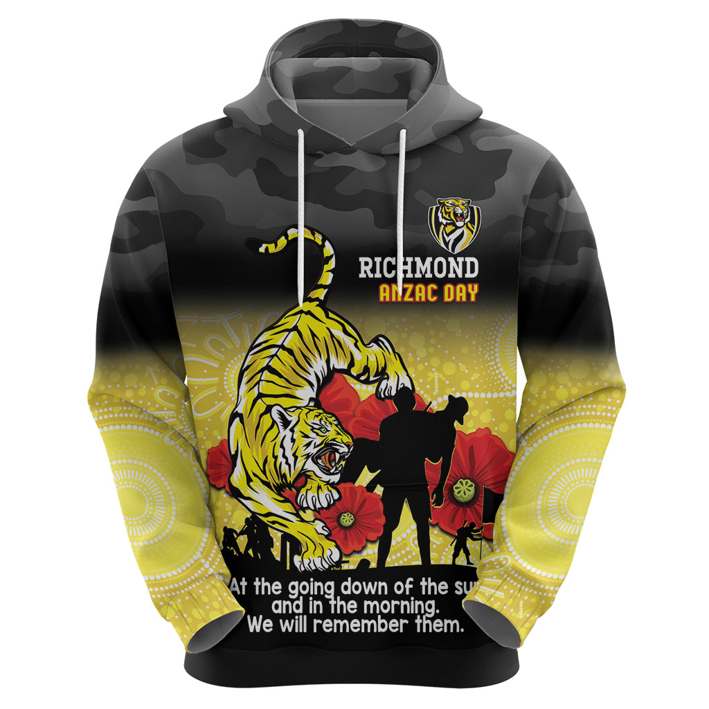 Custom Richmond Football ANZAC Hoodie Gallipoli Camouflage With Poppies