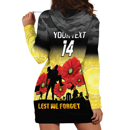 Custom Richmond Football ANZAC Hoodie Dress Gallipoli Camouflage With Poppies