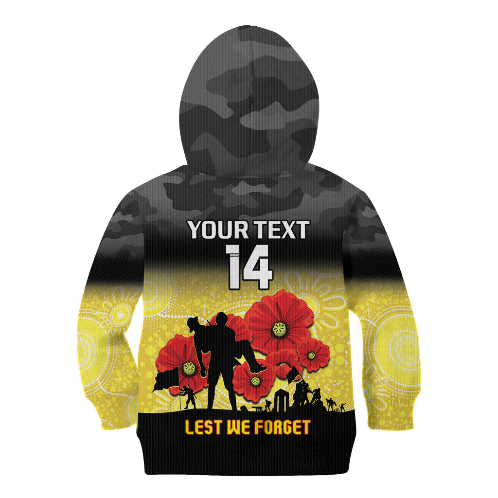 Custom Richmond Football ANZAC Kid Hoodie Gallipoli Camouflage With Poppies