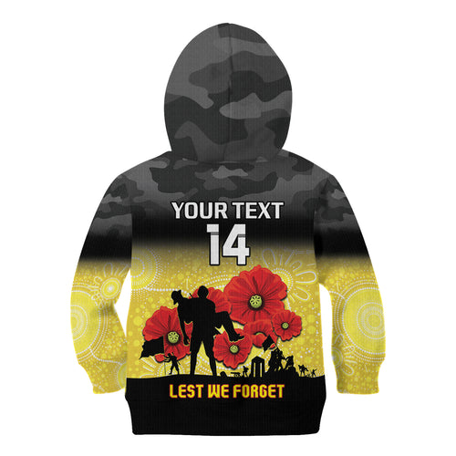Custom Richmond Football ANZAC Kid Hoodie Gallipoli Camouflage With Poppies