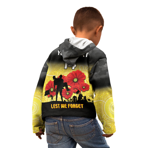 Custom Richmond Football ANZAC Kid Hoodie Gallipoli Camouflage With Poppies