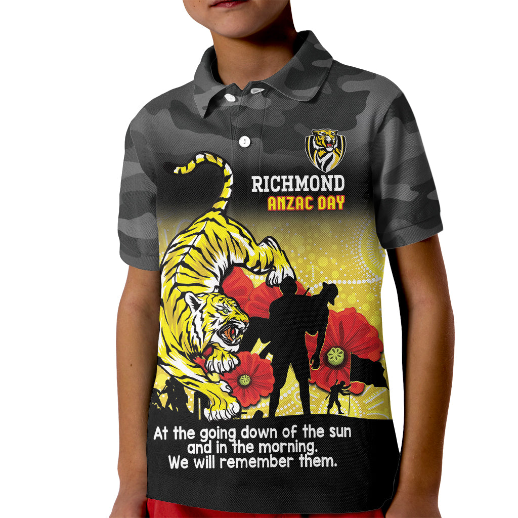 Custom Richmond Football ANZAC Kid Polo Shirt Gallipoli Camouflage With Poppies