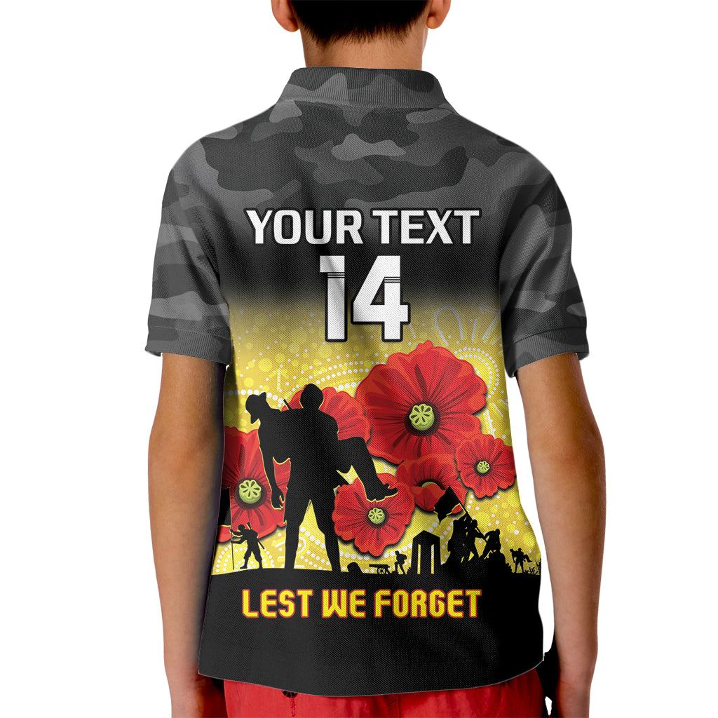 Custom Richmond Football ANZAC Kid Polo Shirt Gallipoli Camouflage With Poppies