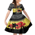 Custom Richmond Football ANZAC Kid Short Sleeve Dress Gallipoli Camouflage With Poppies