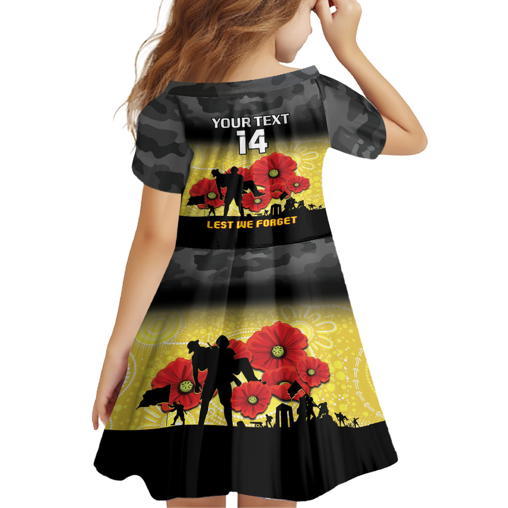 Custom Richmond Football ANZAC Kid Short Sleeve Dress Gallipoli Camouflage With Poppies