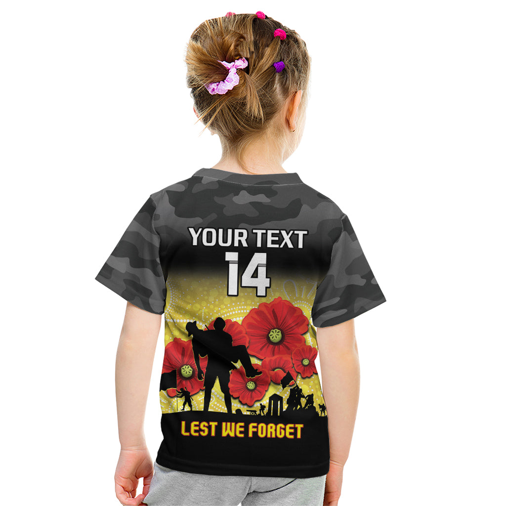 Custom Richmond Football ANZAC Kid T Shirt Gallipoli Camouflage With Poppies