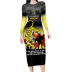 Custom Richmond Football ANZAC Long Sleeve Bodycon Dress Gallipoli Camouflage With Poppies