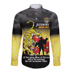 Custom Richmond Football ANZAC Long Sleeve Button Shirt Gallipoli Camouflage With Poppies