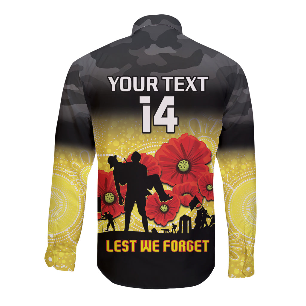Custom Richmond Football ANZAC Long Sleeve Button Shirt Gallipoli Camouflage With Poppies