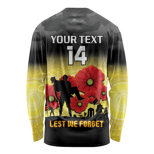 Custom Richmond Football ANZAC Long Sleeve Shirt Gallipoli Camouflage With Poppies
