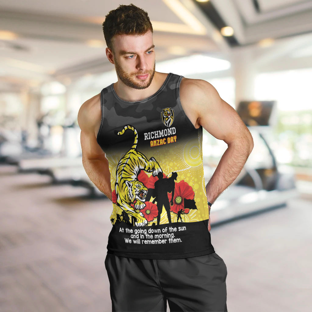 Custom Richmond Football ANZAC Men Tank Top Gallipoli Camouflage With Poppies