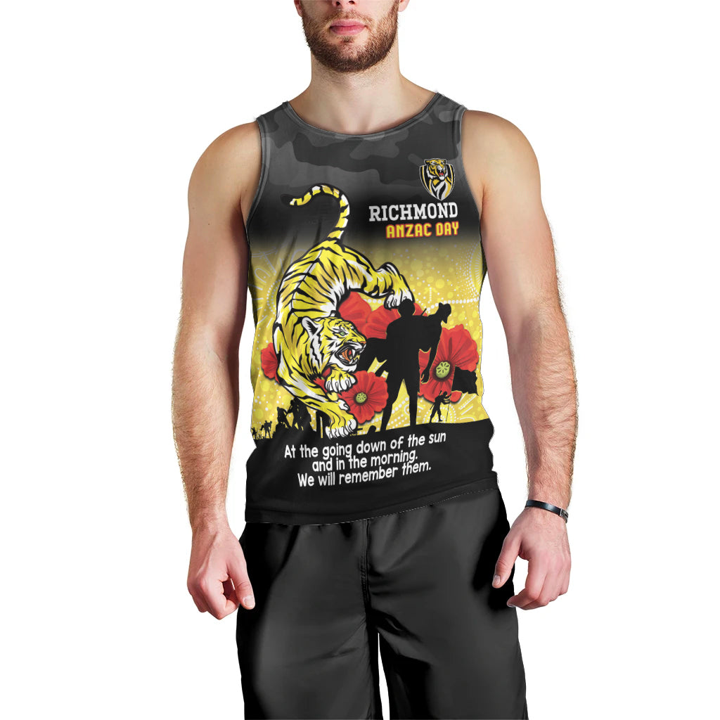 Custom Richmond Football ANZAC Men Tank Top Gallipoli Camouflage With Poppies