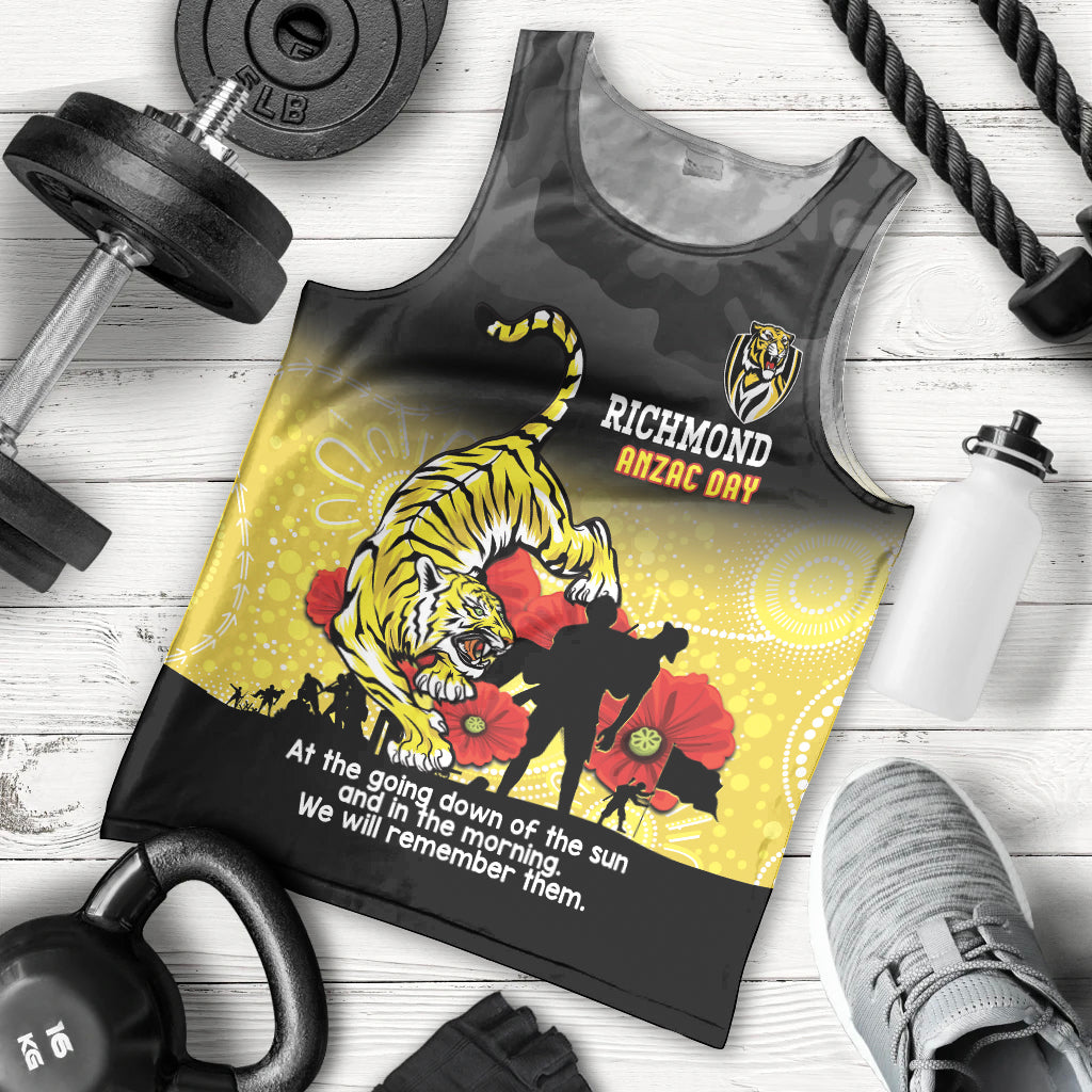 Custom Richmond Football ANZAC Men Tank Top Gallipoli Camouflage With Poppies