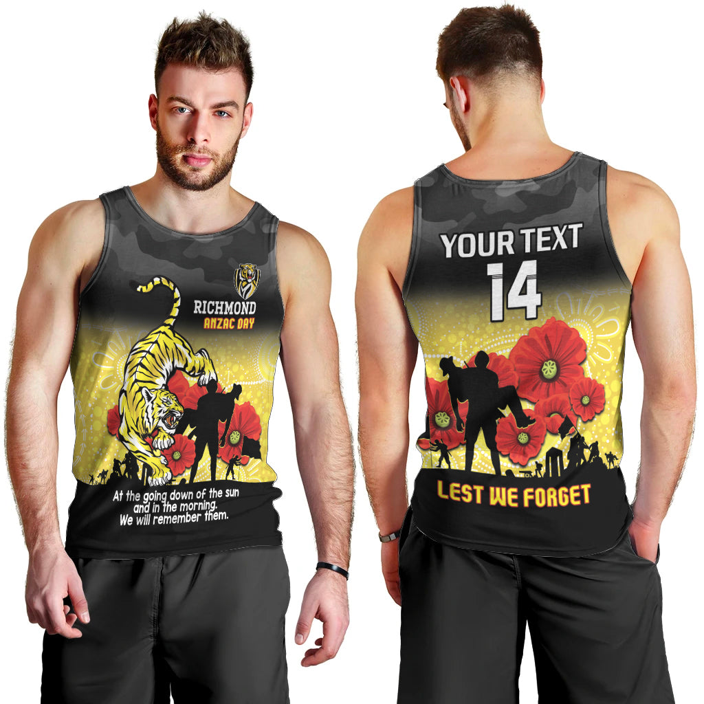 Custom Richmond Football ANZAC Men Tank Top Gallipoli Camouflage With Poppies