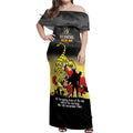 Custom Richmond Football ANZAC Off Shoulder Maxi Dress Gallipoli Camouflage With Poppies