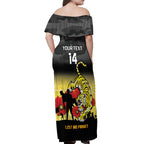 Custom Richmond Football ANZAC Off Shoulder Maxi Dress Gallipoli Camouflage With Poppies