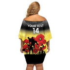 Custom Richmond Football ANZAC Off Shoulder Short Dress Gallipoli Camouflage With Poppies