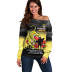 Custom Richmond Football ANZAC Off Shoulder Sweater Gallipoli Camouflage With Poppies