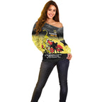 Custom Richmond Football ANZAC Off Shoulder Sweater Gallipoli Camouflage With Poppies