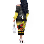 Custom Richmond Football ANZAC Off The Shoulder Long Sleeve Dress Gallipoli Camouflage With Poppies