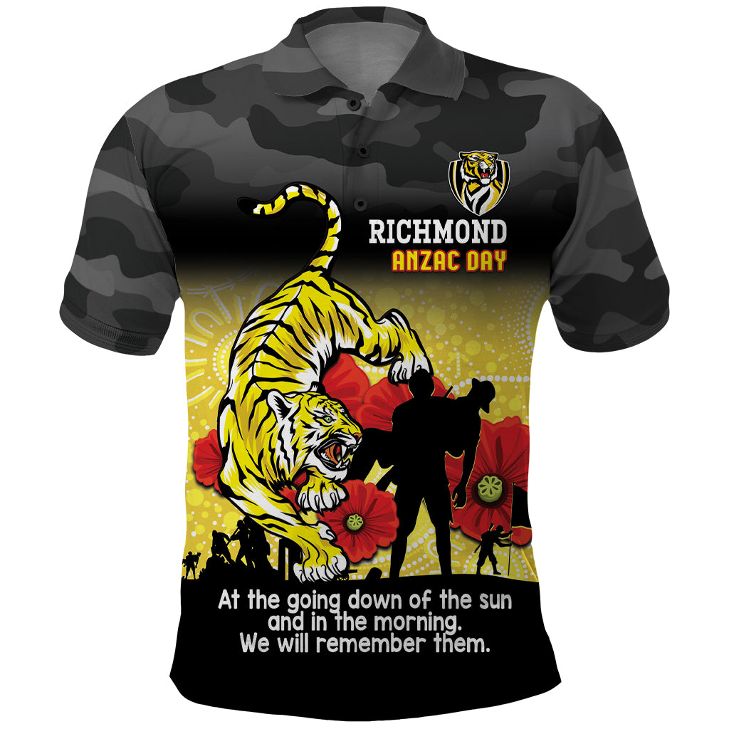 Custom Richmond Football ANZAC Polo Shirt Gallipoli Camouflage With Poppies