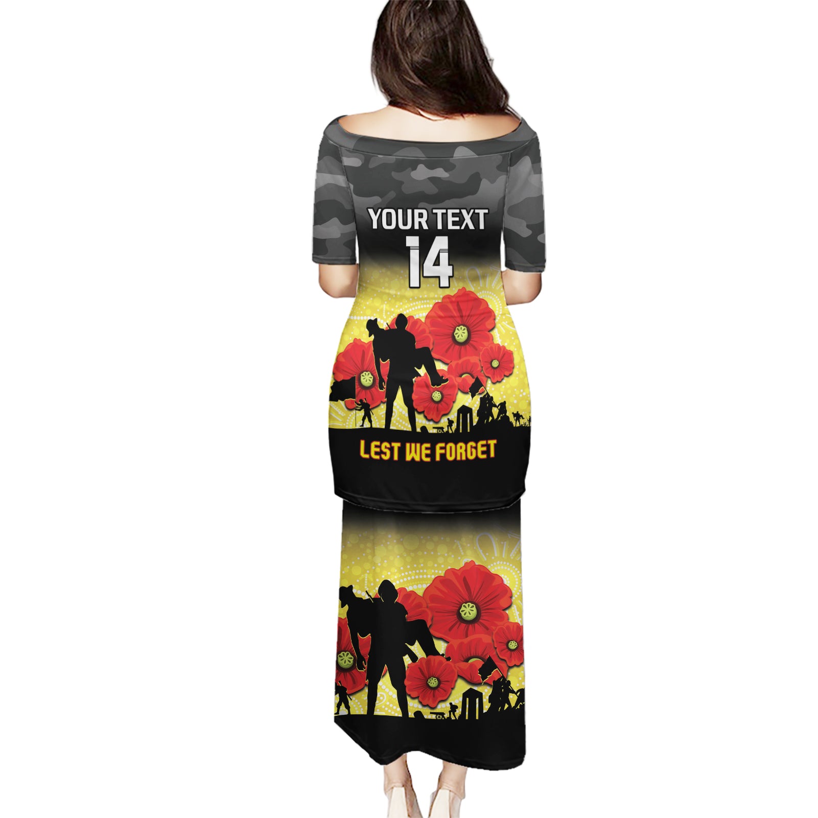 Custom Richmond Football ANZAC Puletasi Gallipoli Camouflage With Poppies