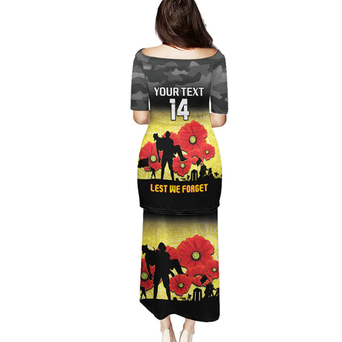 Custom Richmond Football ANZAC Puletasi Gallipoli Camouflage With Poppies