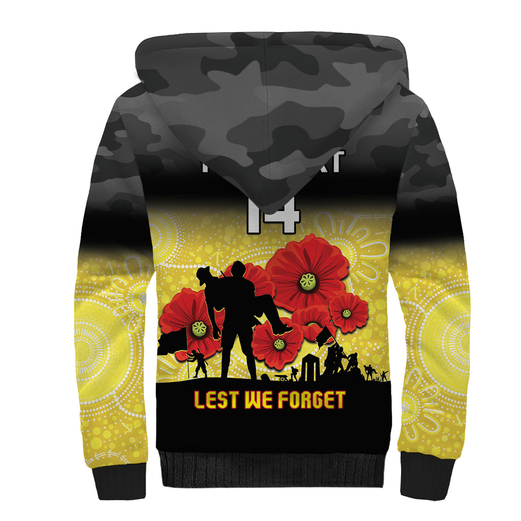Custom Richmond Football ANZAC Sherpa Hoodie Gallipoli Camouflage With Poppies