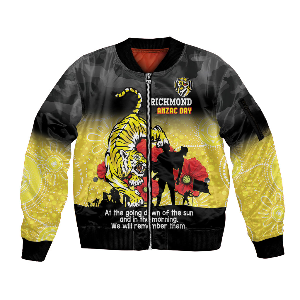 Custom Richmond Football ANZAC Sleeve Zip Bomber Jacket Gallipoli Camouflage With Poppies