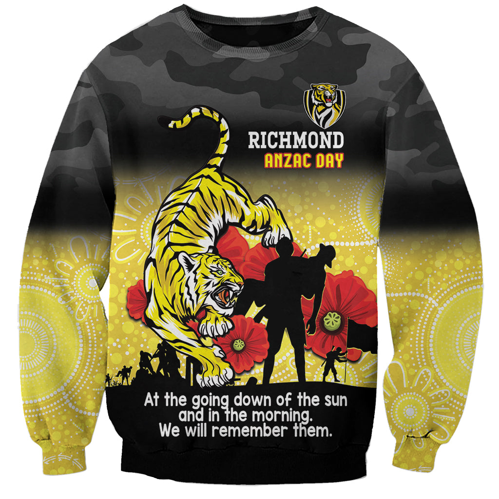 Custom Richmond Football ANZAC Sweatshirt Gallipoli Camouflage With Poppies