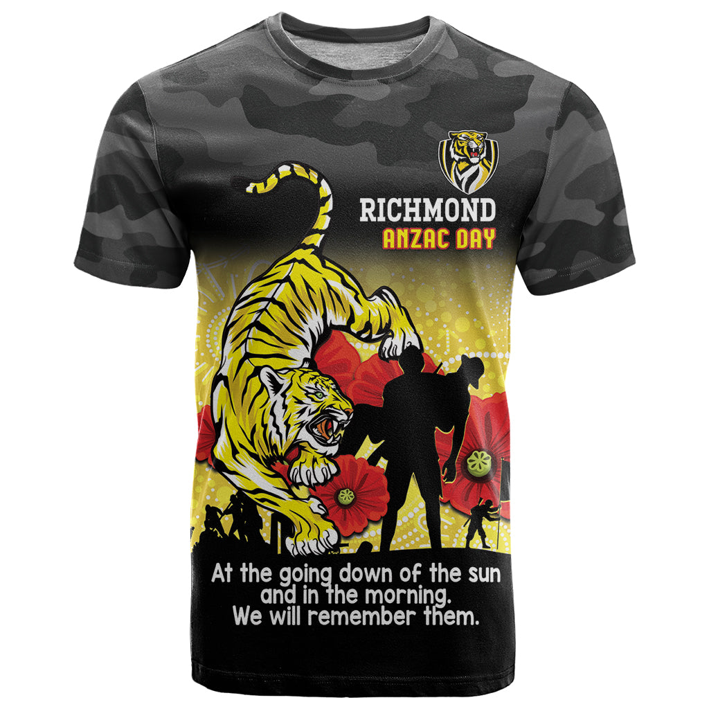 Custom Richmond Football ANZAC T Shirt Gallipoli Camouflage With Poppies