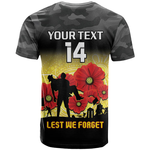 Custom Richmond Football ANZAC T Shirt Gallipoli Camouflage With Poppies