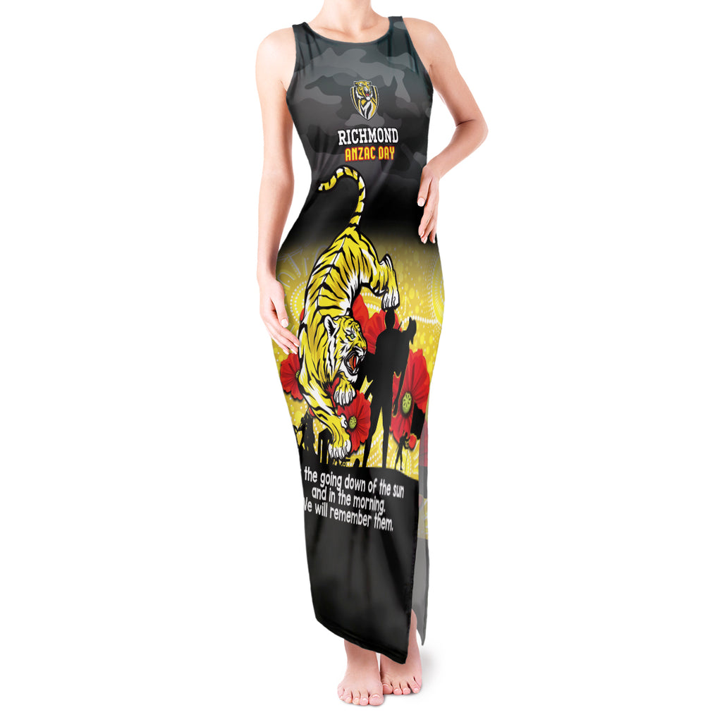 Custom Richmond Football ANZAC Tank Maxi Dress Gallipoli Camouflage With Poppies