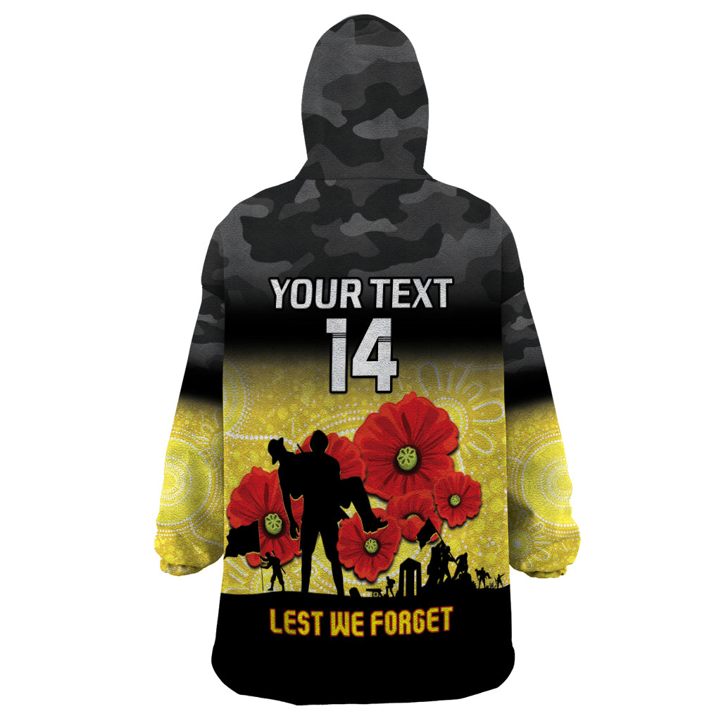 Custom Richmond Football ANZAC Wearable Blanket Hoodie Gallipoli Camouflage With Poppies