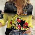 Custom Richmond Football ANZAC Women Casual Shirt Gallipoli Camouflage With Poppies