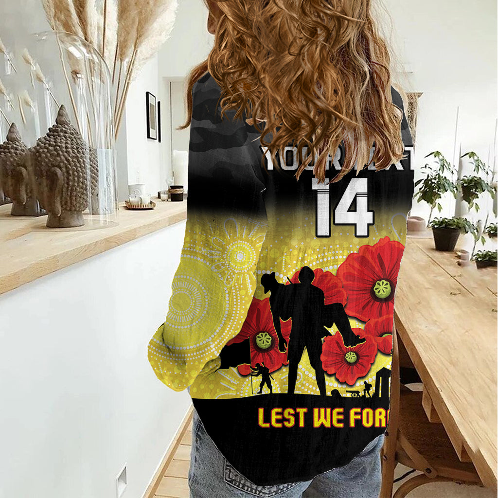 Custom Richmond Football ANZAC Women Casual Shirt Gallipoli Camouflage With Poppies