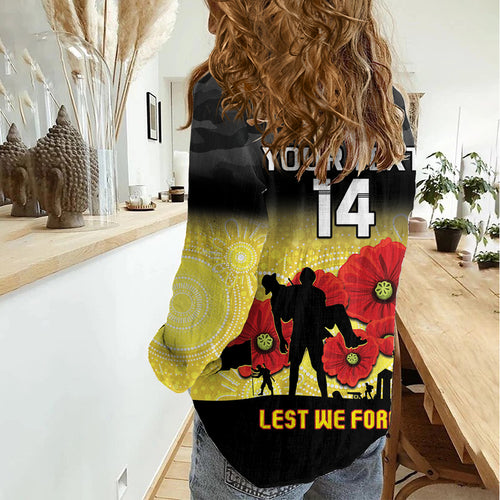 Custom Richmond Football ANZAC Women Casual Shirt Gallipoli Camouflage With Poppies