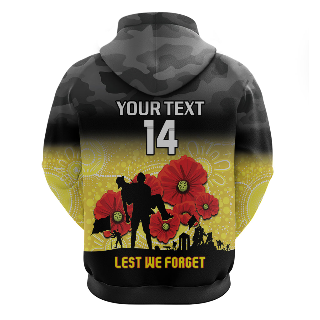 Custom Richmond Football ANZAC Zip Hoodie Gallipoli Camouflage With Poppies