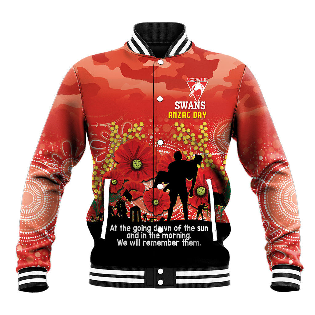 Custom Swans Football ANZAC Baseball Jacket Gallipoli Camouflage With Poppies