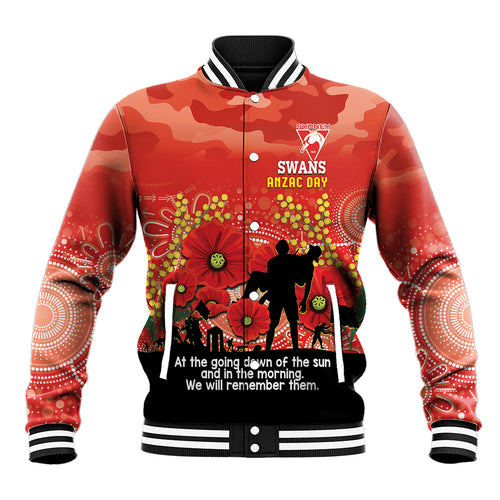 Custom Swans Football ANZAC Baseball Jacket Gallipoli Camouflage With Poppies